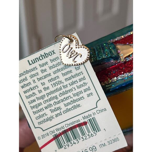 OWC Old World Christmas Blown Glass Ornament 32365 Retro Lunchbox 2018 W/Box NOS - Picture 7 of 9